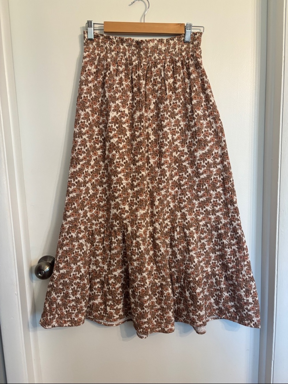 Floral Cupcakes and cashmere cotton smocked waist gauze skirt M